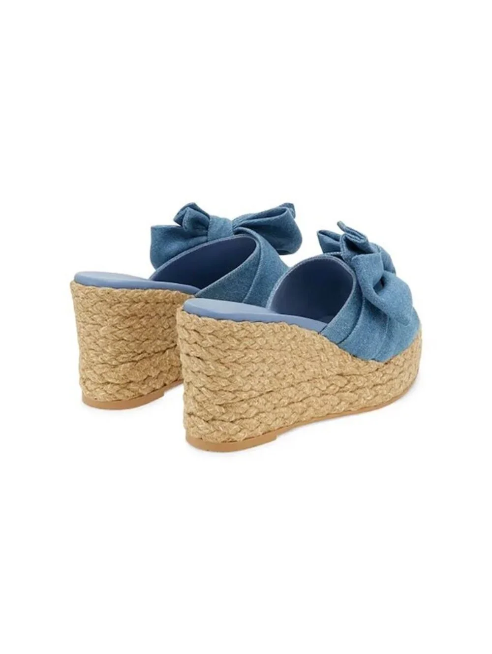 Stuart Weitzman Blue Denim Espadrille LoveKnot slide sandals size 9.5 worn once